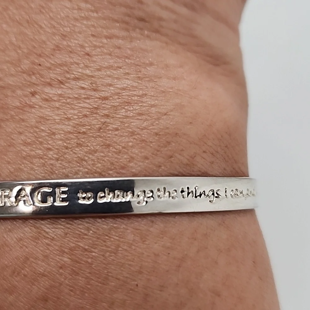 Serenity Prayer Bangle 'Courage' 925 Sterling Silver - Picture 7 of 16